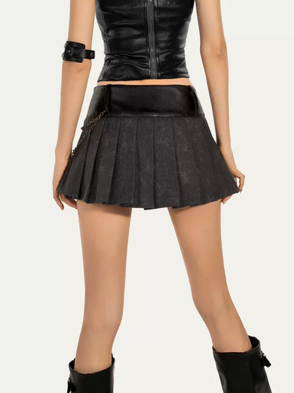 Nico Molly Vintage Pleated Chain Trim Low Waist Women&