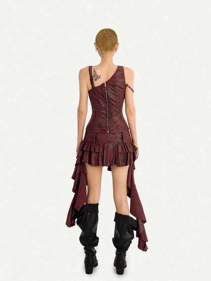 Nico Molly Vintage Punk Asymmetric Belted Layered Ruffle Women&