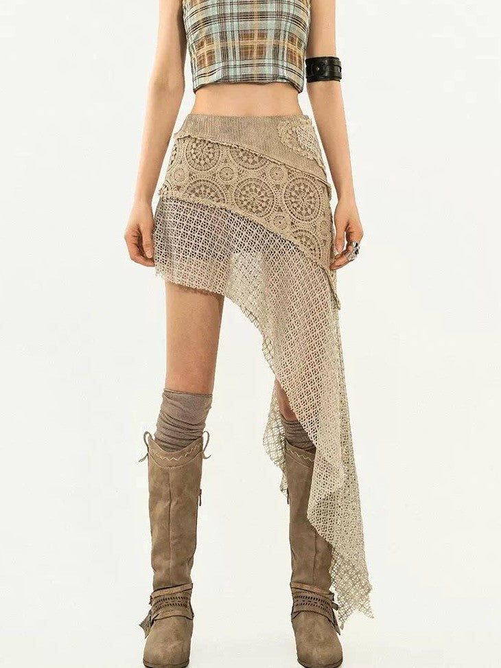 Nico Molly Vintage Punk Patchwork Aline Asymmetric Women&