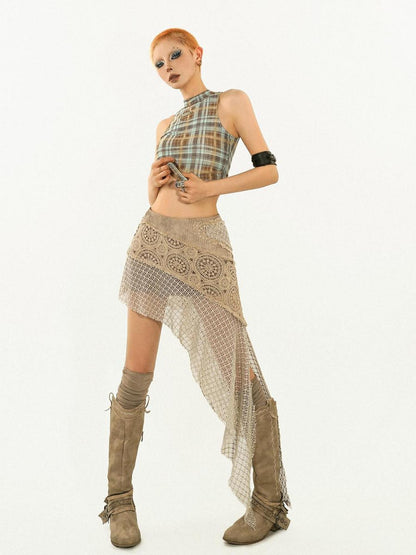 Nico Molly Vintage Punk Patchwork Aline Asymmetric Women&