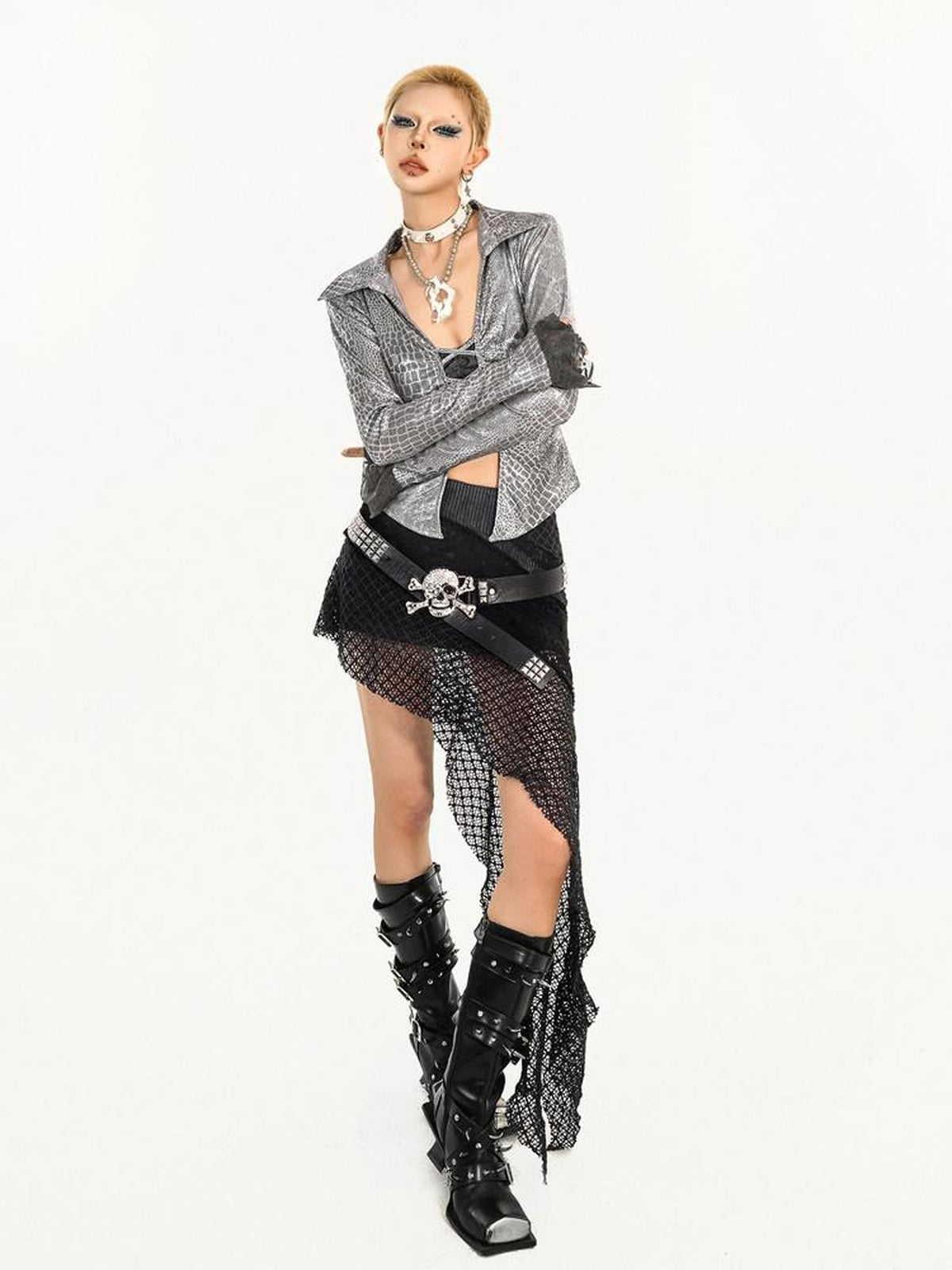 Nico Molly Vintage Punk Patchwork Aline Asymmetric Women&
