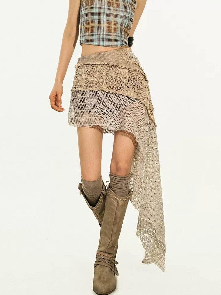 Nico Molly Vintage Punk Patchwork Aline Asymmetric Women&