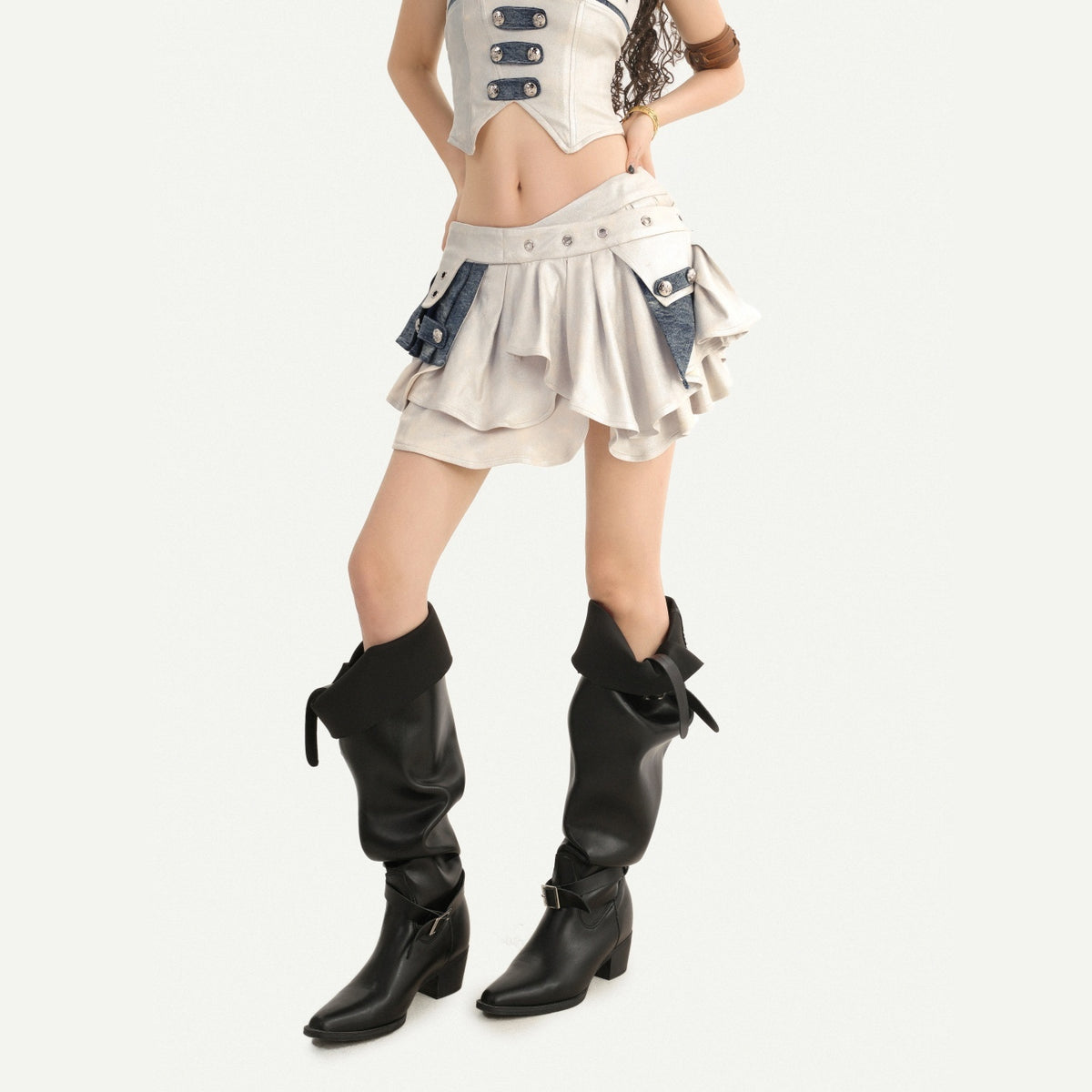 Nico_Molly_Vintage_Ruffle_A_Line_Low_Waist_Side_Zipper_Women&
