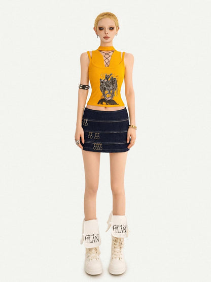 Nico Molly Vintage Sexy Structured Multi Zipper Women&