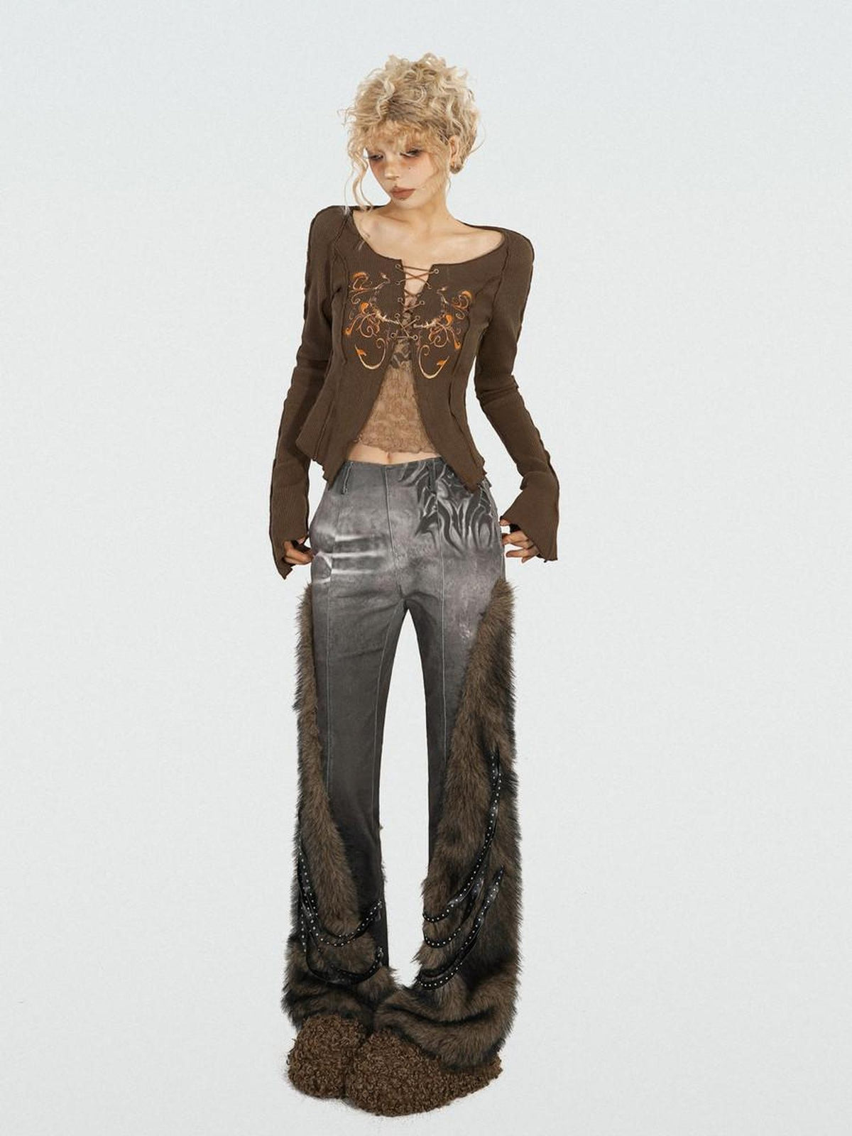 Nico Molly Vintage Slim Butterfly Applique Tie One Shoulder Women&