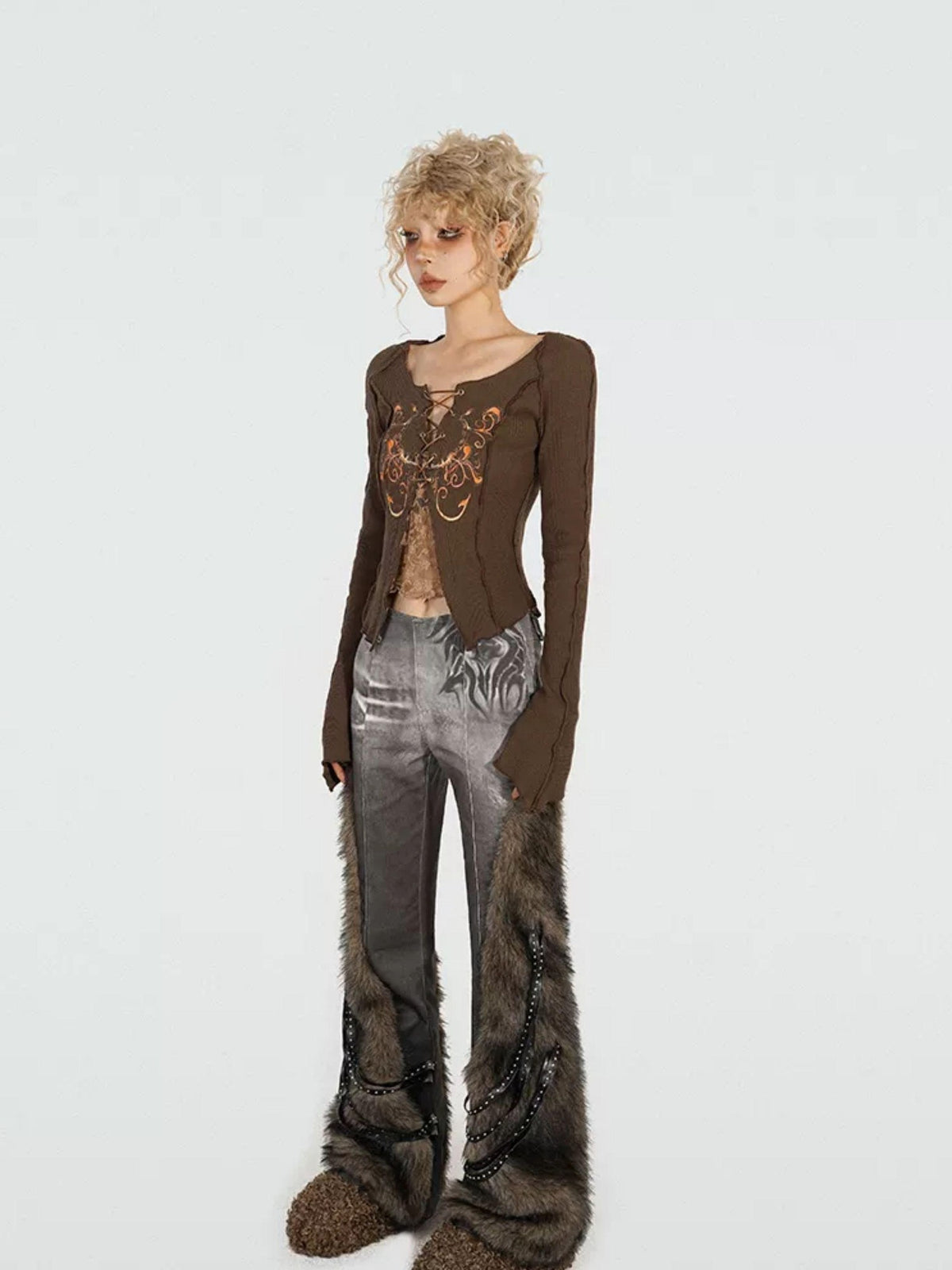 Nico Molly Vintage Slim Butterfly Applique Tie One Shoulder Women&