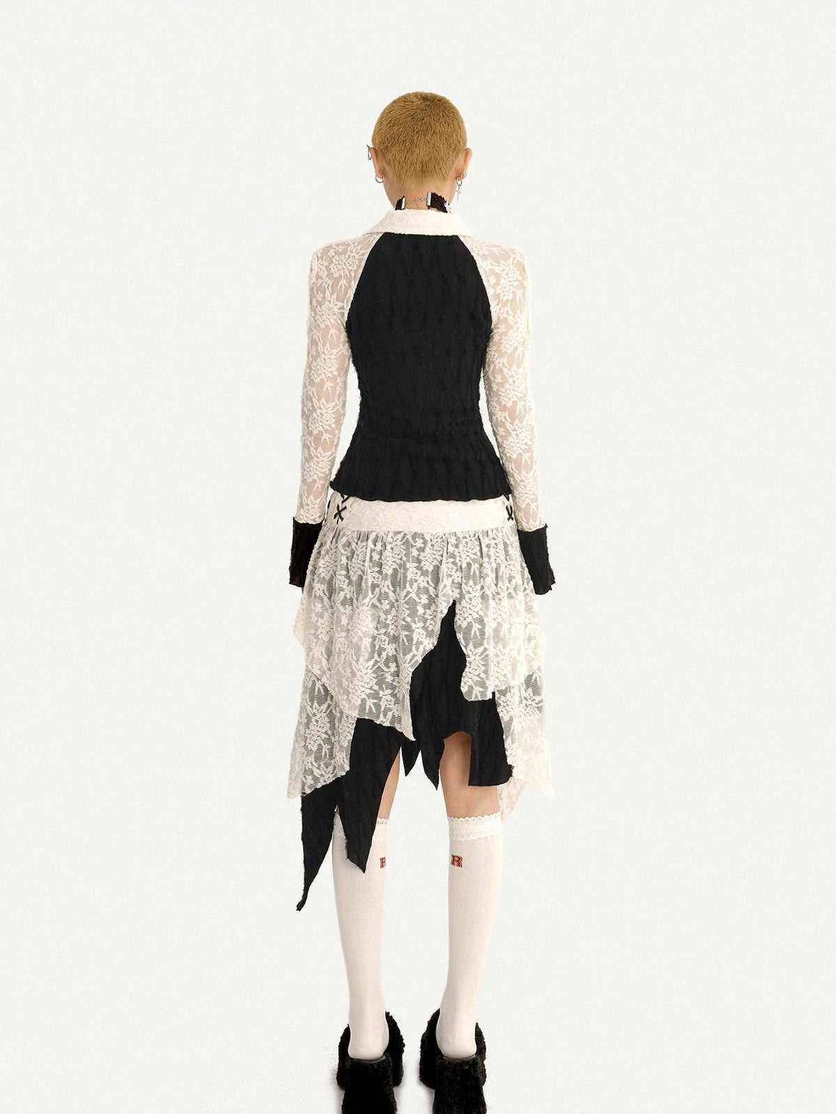 Nico Molly Vintage Spliced Ruffle Tie Bell Sleeve Women&