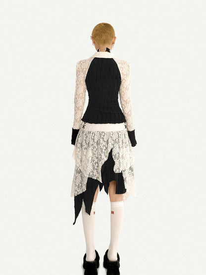 Nico Molly Vintage Spliced Ruffle Tie Bell Sleeve Women&