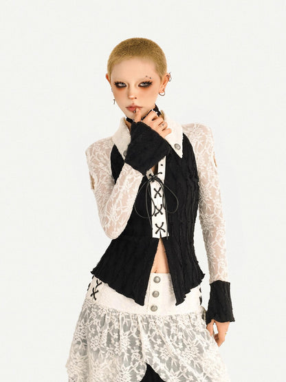 Nico Molly Vintage Spliced Ruffle Tie Bell Sleeve Women&