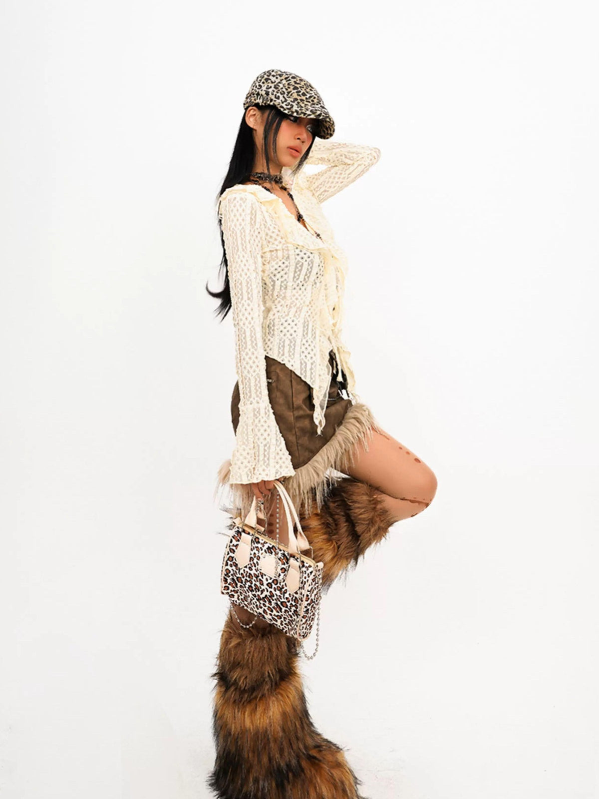 Nico Molly Vintage Tie Vneck Openwork Ruffle Bell Sleeve Women&