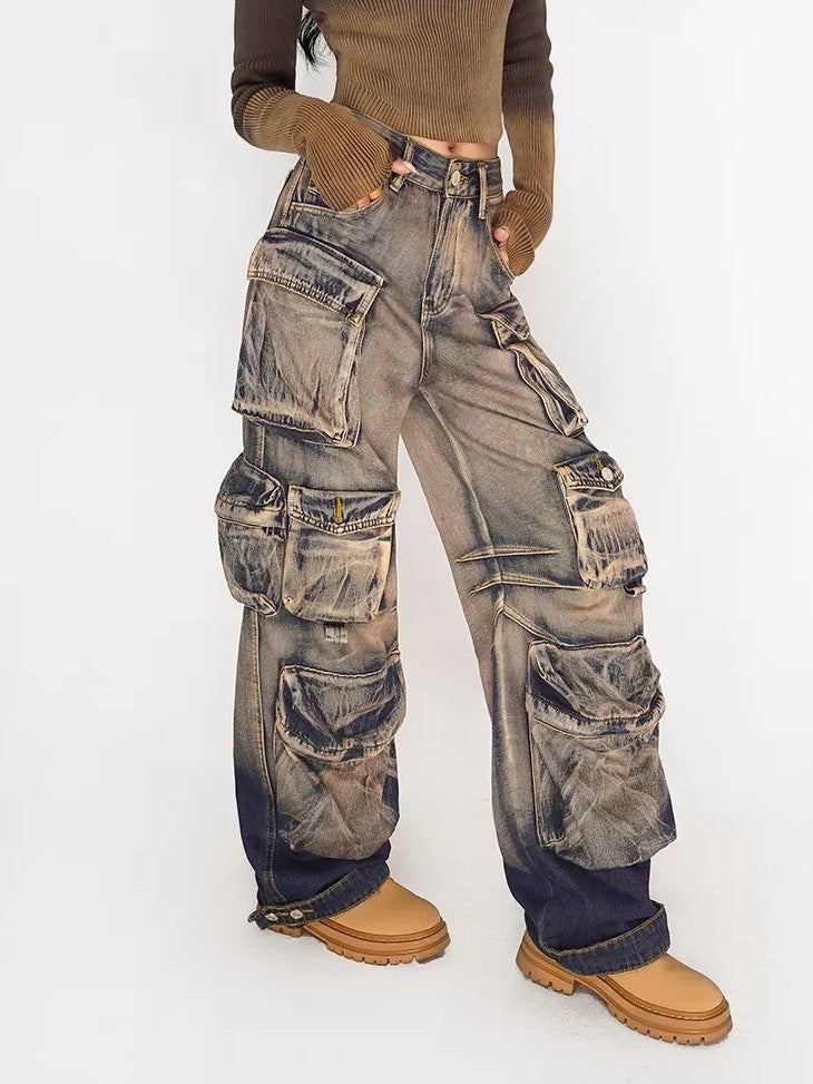 Nico Molly Washed Ombre Distressed High Waist Multi Pocket Women&