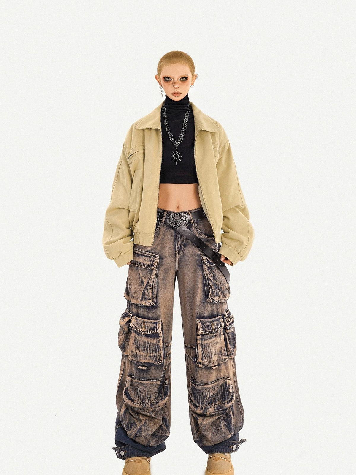 Nico Molly Washed Ombre Distressed High Waist Multi Pocket Women&