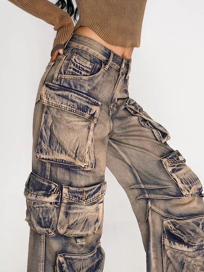 Nico Molly Washed Ombre Distressed High Waist Multi Pocket Women&