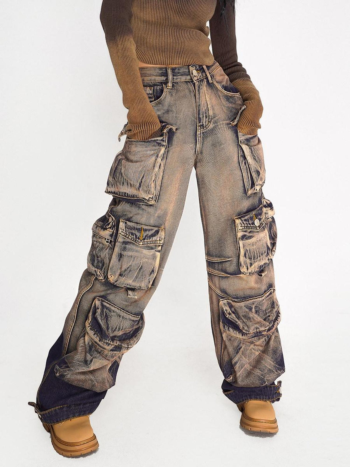 Nico Molly Washed Ombre Distressed High Waist Multi Pocket Women&