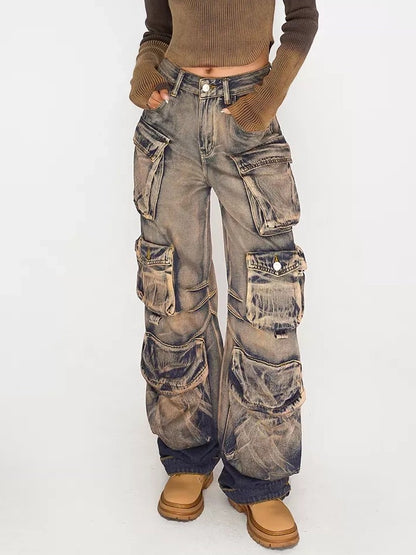 Nico Molly Washed Ombre Distressed High Waist Multi Pocket Women&