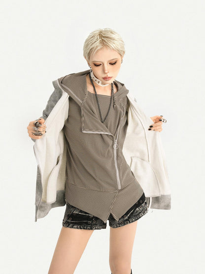 Nico Molly Wasteland Faux Layered Hooded Loose Fit Women&