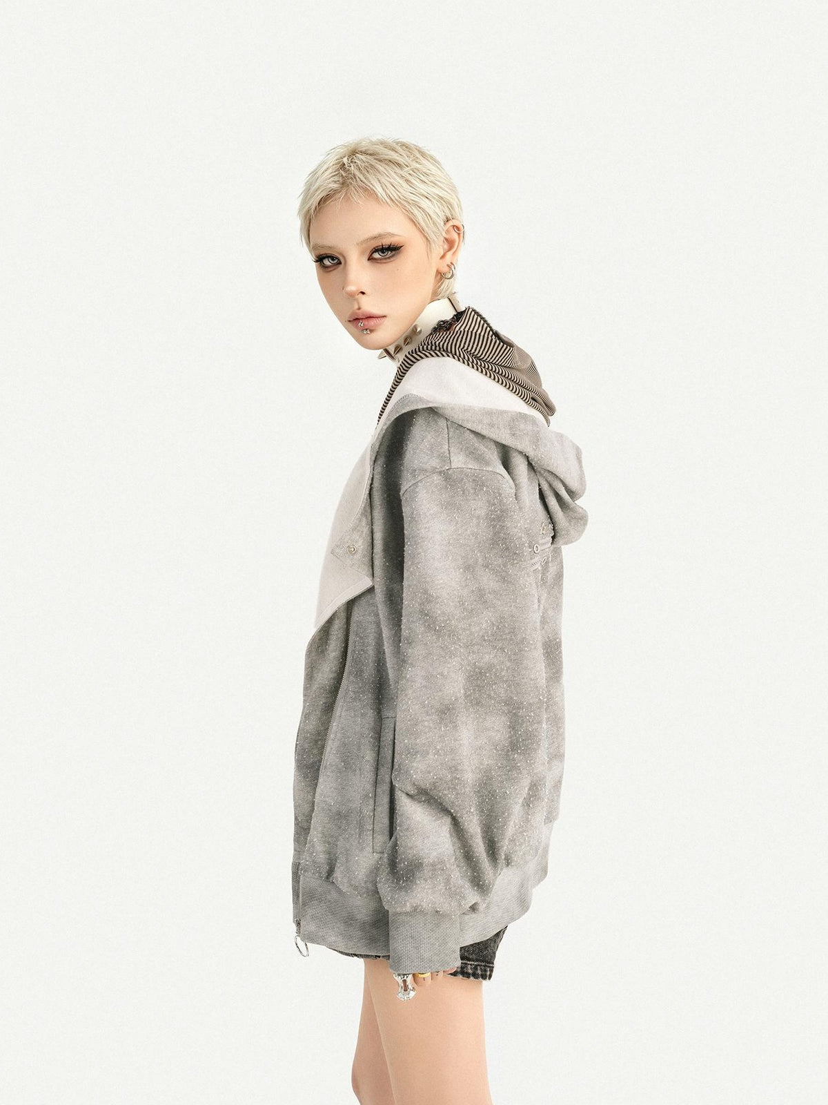 Nico Molly Wasteland Faux Layered Hooded Loose Fit Women&