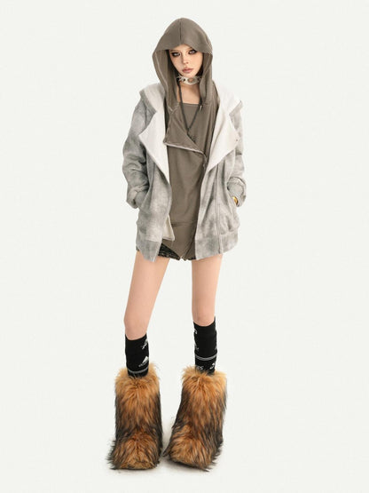 Nico Molly Wasteland Faux Layered Hooded Loose Fit Women&