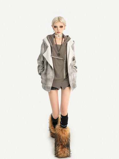 Nico Molly Wasteland Faux Layered Hooded Loose Fit Women&