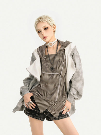 Nico Molly Wasteland Faux Layered Hooded Loose Fit Women&