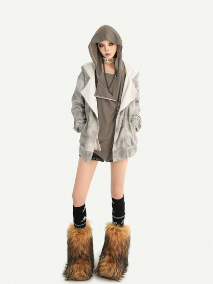 Nico Molly Wasteland Faux Layered Hooded Loose Fit Women&
