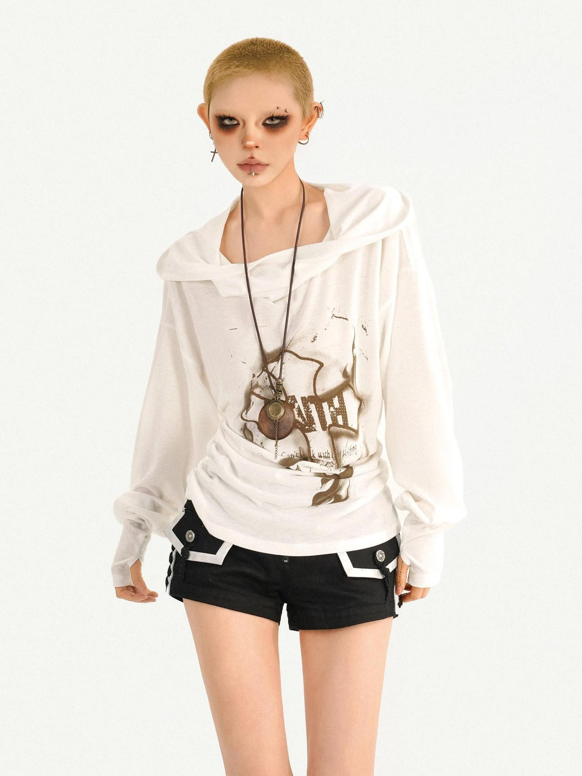 Nico Molly Wasteland Hooded Graphic Print Loose Women&