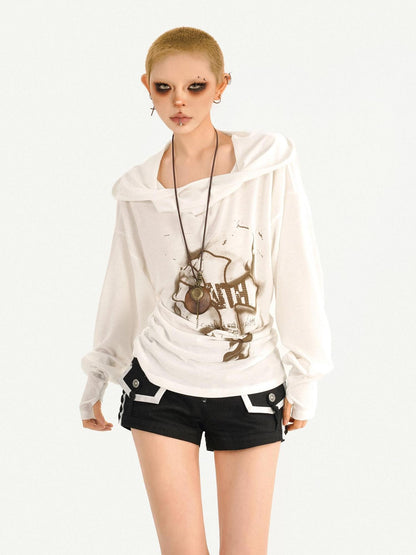 Nico Molly Wasteland Hooded Graphic Print Loose Women&