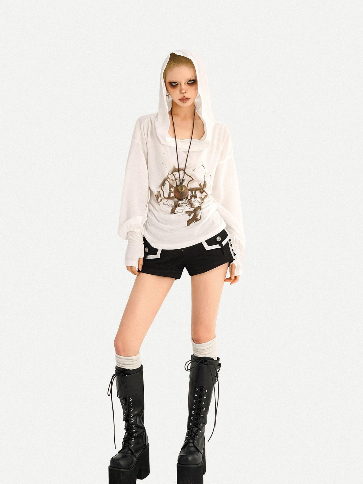 Nico Molly Wasteland Hooded Graphic Print Loose Women&