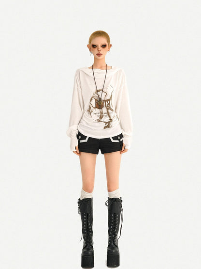 Nico Molly Wasteland Hooded Graphic Print Loose Women&