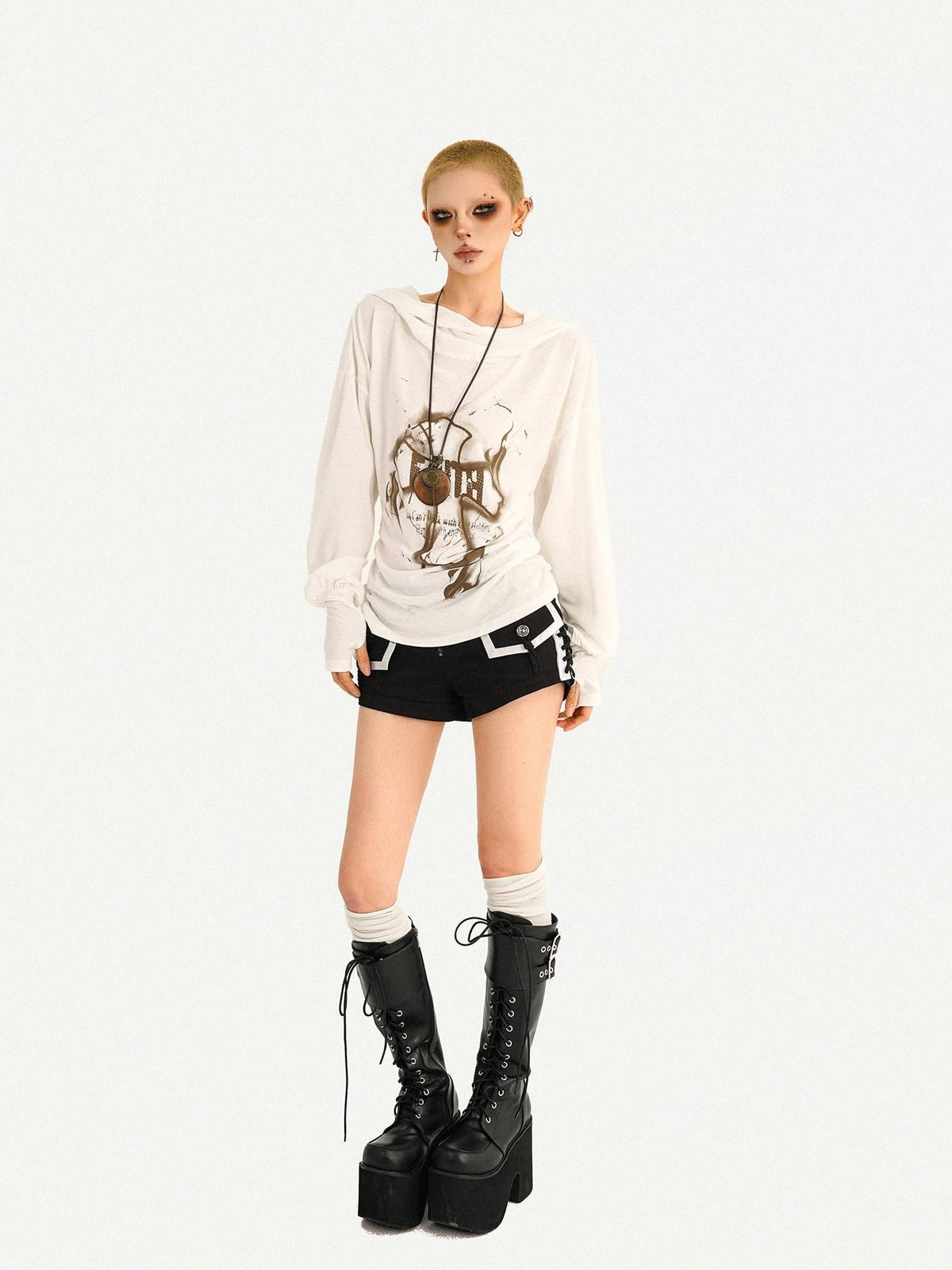 Nico Molly Wasteland Hooded Graphic Print Loose Women&
