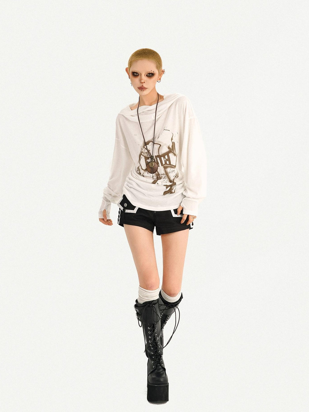 Nico Molly Wasteland Hooded Graphic Print Loose Women&
