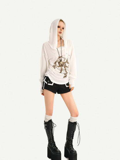 Nico Molly Wasteland Hooded Graphic Print Loose Women&