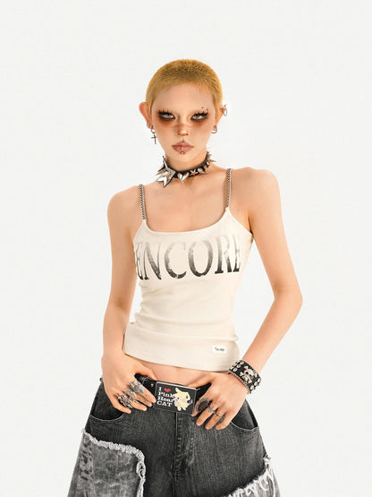 Nico Molly Wasteland Letter Print U Neck Loose Cropped Women&