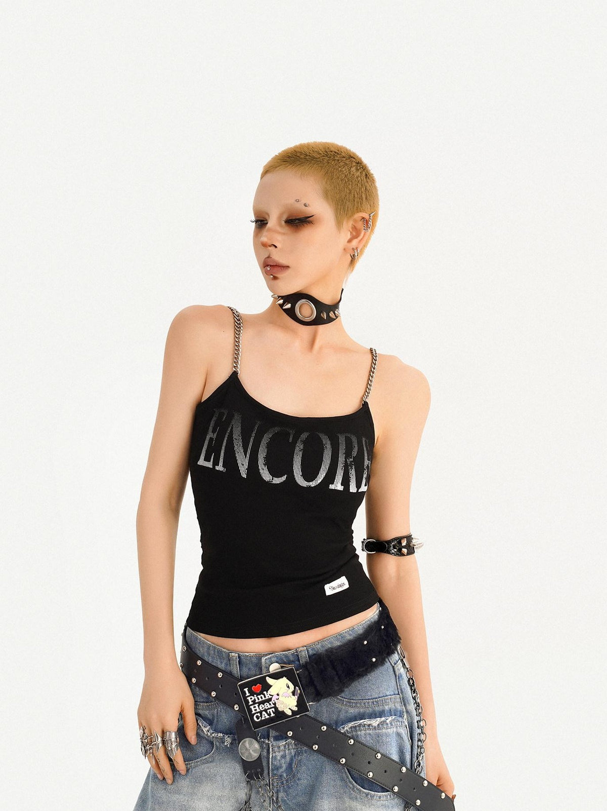 Nico Molly Wasteland Letter Print U Neck Loose Cropped Women&
