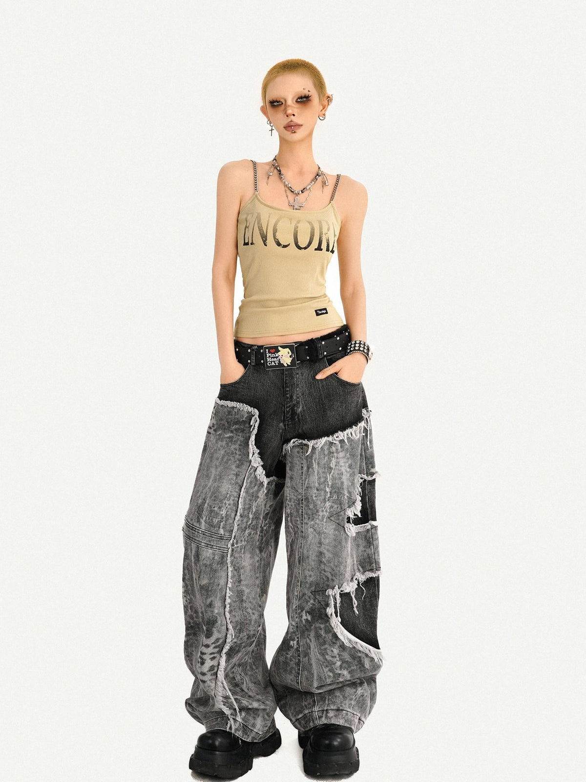 Nico Molly Wasteland Letter Print U Neck Loose Cropped Women&