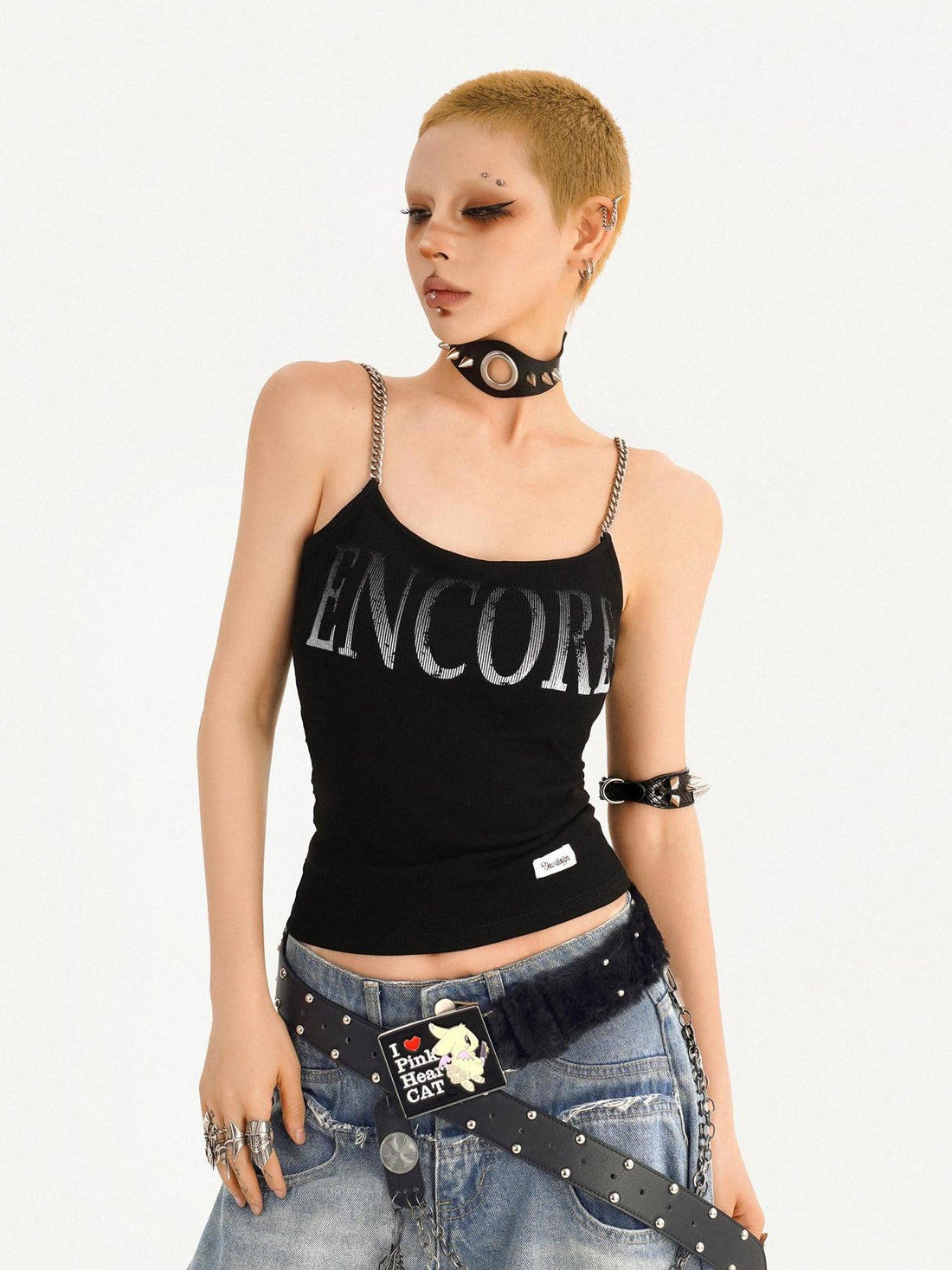 Nico Molly Wasteland Letter Print U Neck Loose Cropped Women&