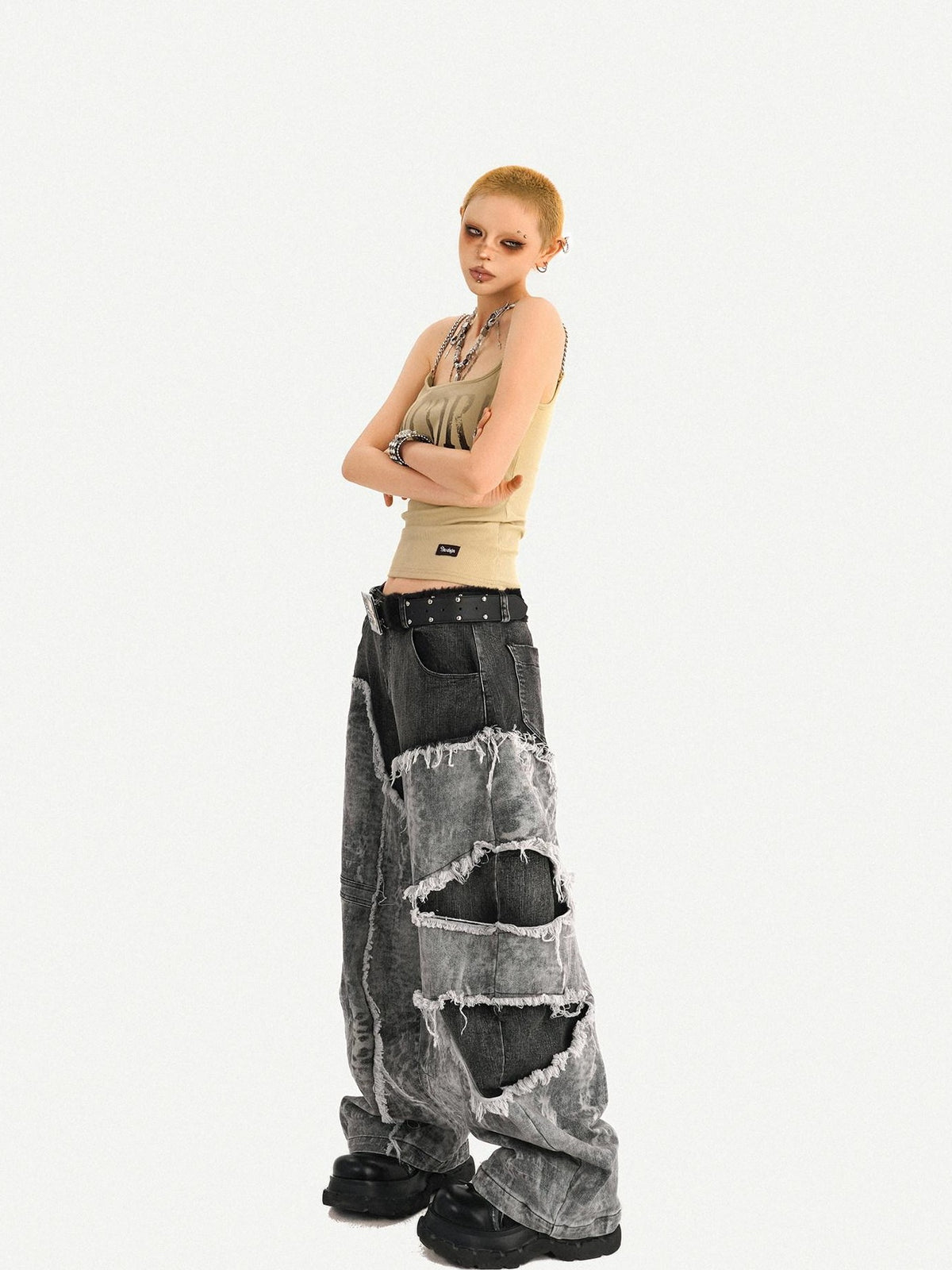 Nico Molly Wasteland Letter Print U Neck Loose Cropped Women&
