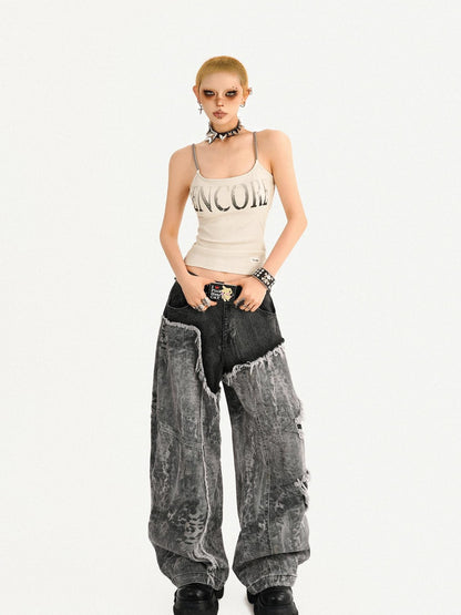 Nico Molly Wasteland Letter Print U Neck Loose Cropped Women&