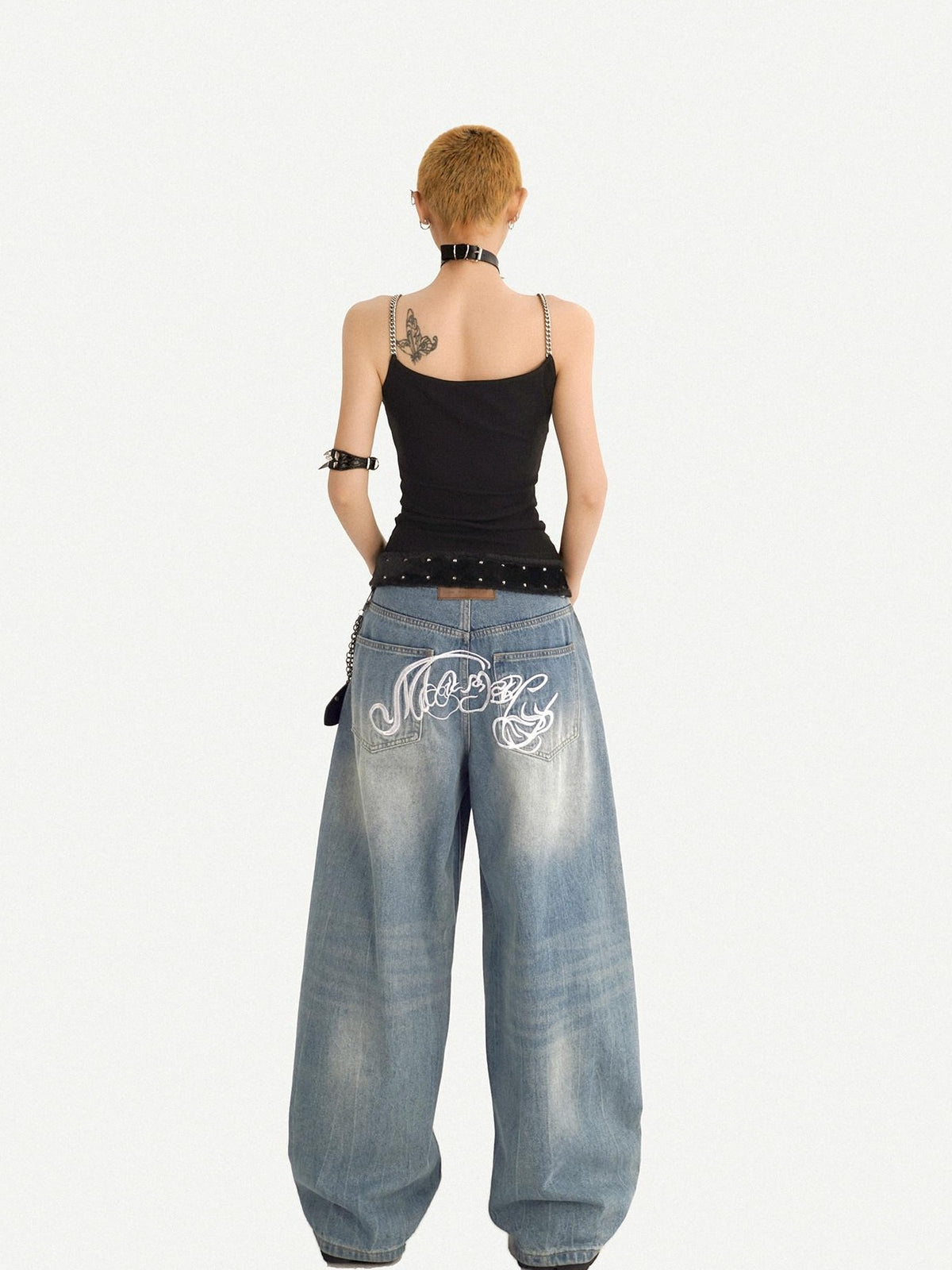 Nico Molly Wasteland Letter Print U Neck Loose Cropped Women&