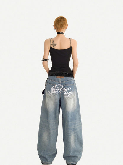 Nico Molly Wasteland Letter Print U Neck Loose Cropped Women&