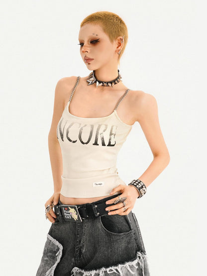 Nico Molly Wasteland Letter Print U Neck Loose Cropped Women&