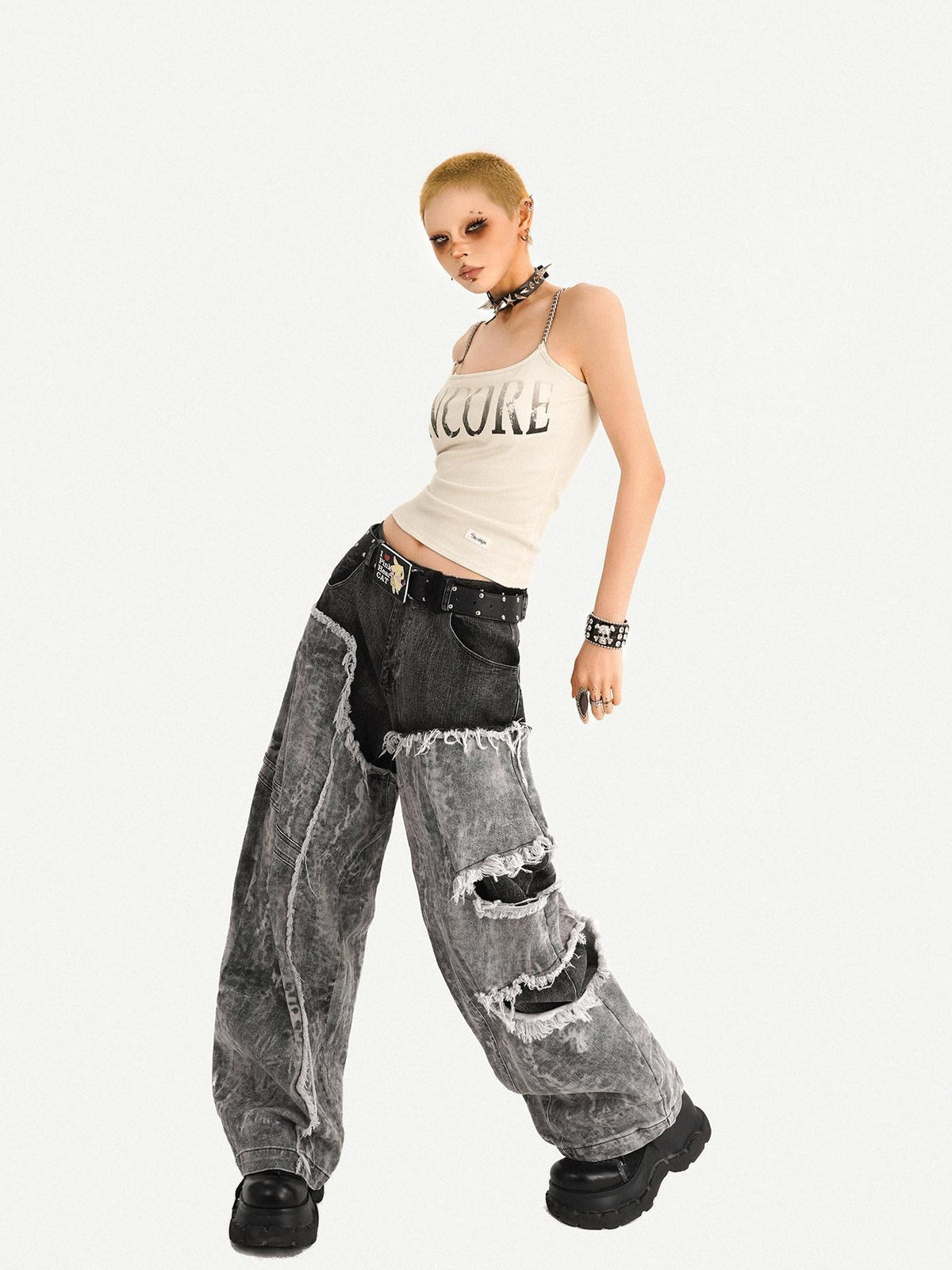Nico Molly Wasteland Letter Print U Neck Loose Cropped Women&