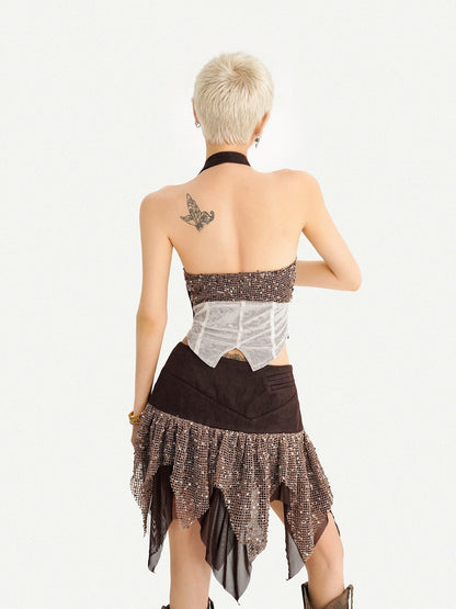 Nico Molly Western Cowboy Asymmetric Distressed Low Waist Women&