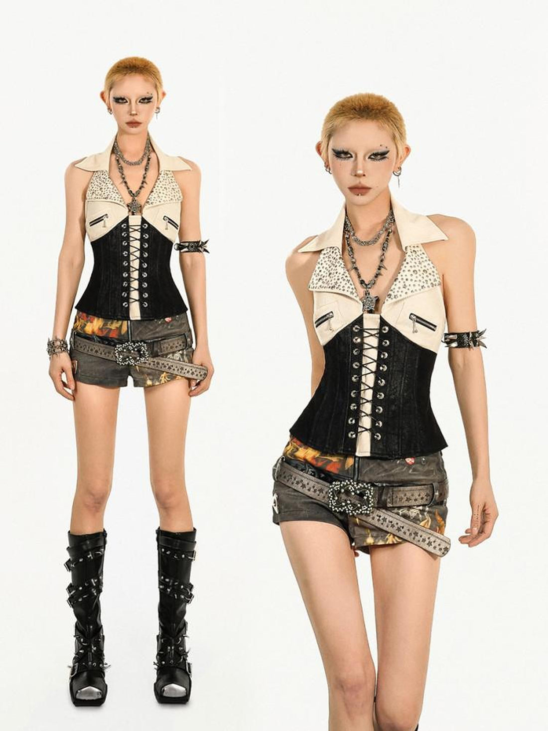 Nico Molly Western Cowgirl Spliced Lapel Slim Padded Cropped Solid Women&