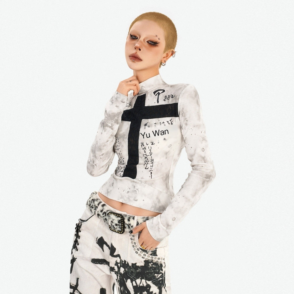 Nico_Molly_White_Gothic_Cross_Print_Punk_Slim_Fit_Women&