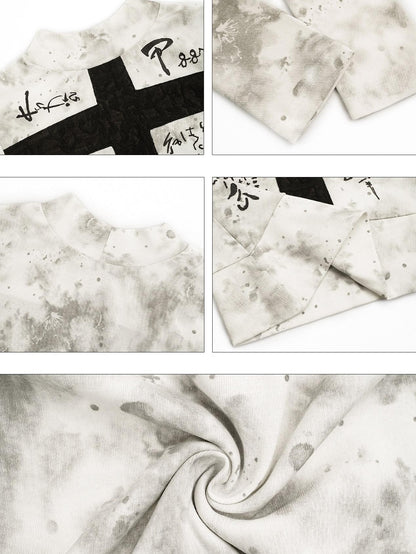 Nico Molly White Gothic Cross Print Punk Slim Fit Women&