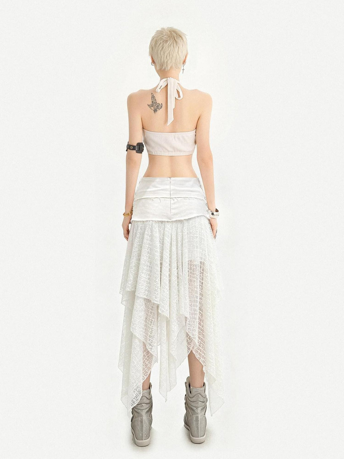 Nico Molly White Irregular Layered Lace A Line Women&