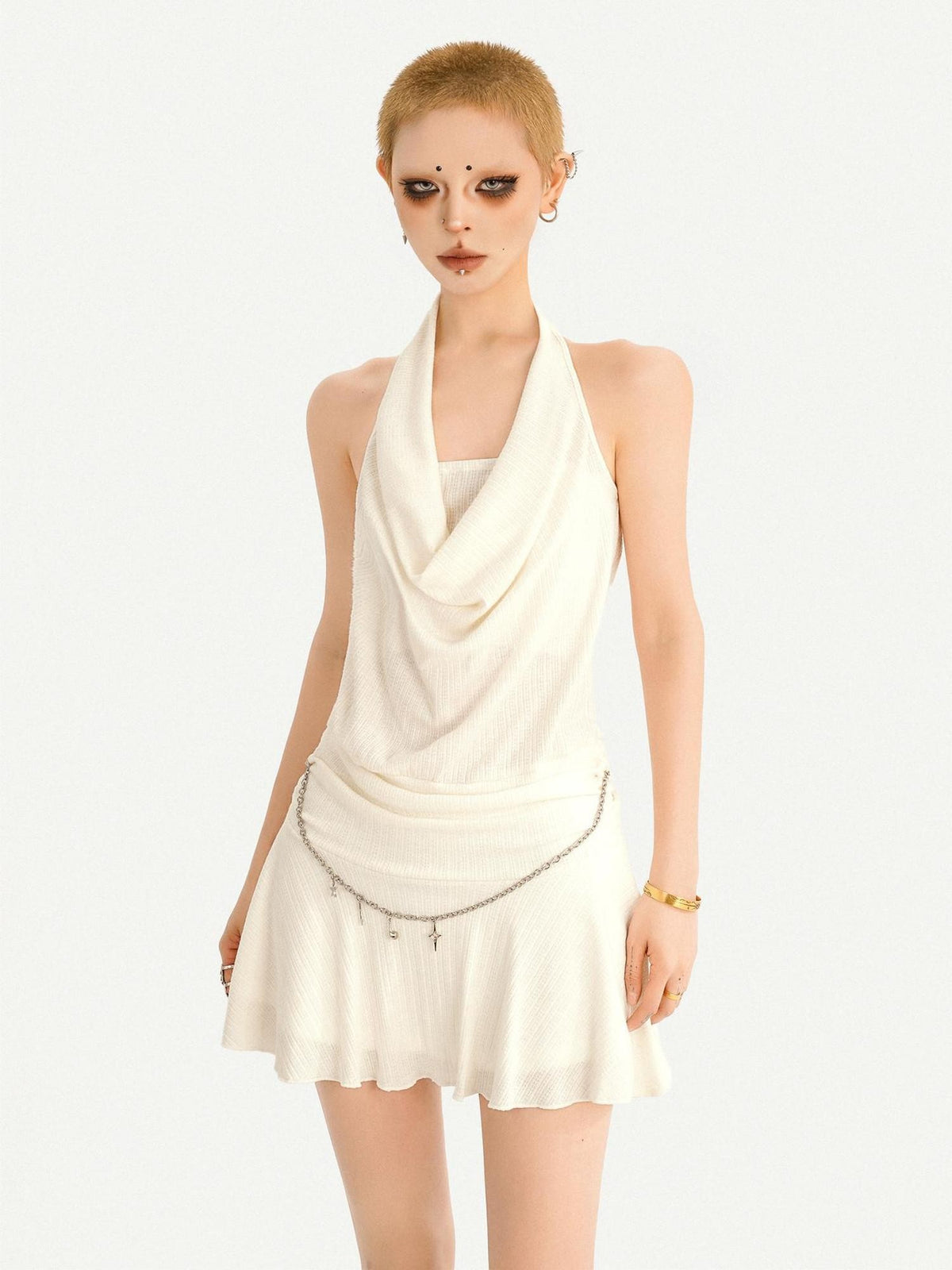 Nico Molly White Retro A Line Waist Cinching Two Piece Women&