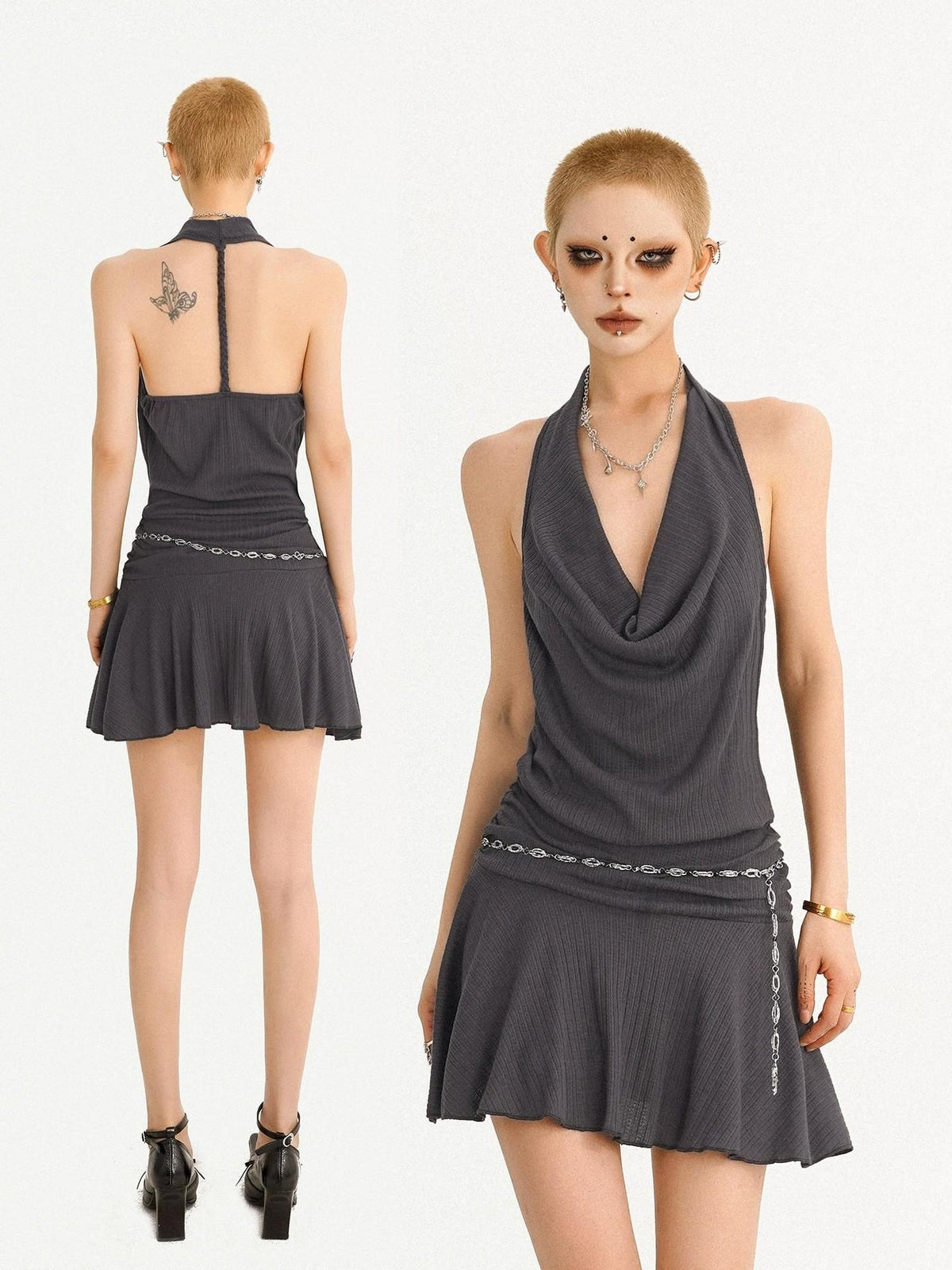 Nico Molly White Retro A Line Waist Cinching Two Piece Women&