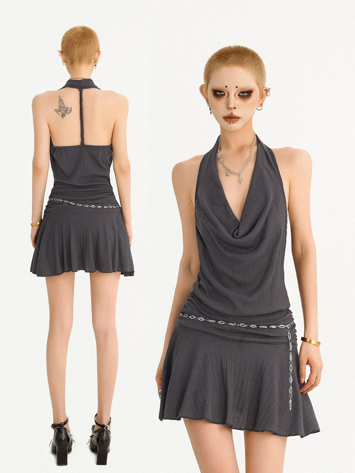 Nico Molly White Retro A Line Waist Cinching Two Piece Women&
